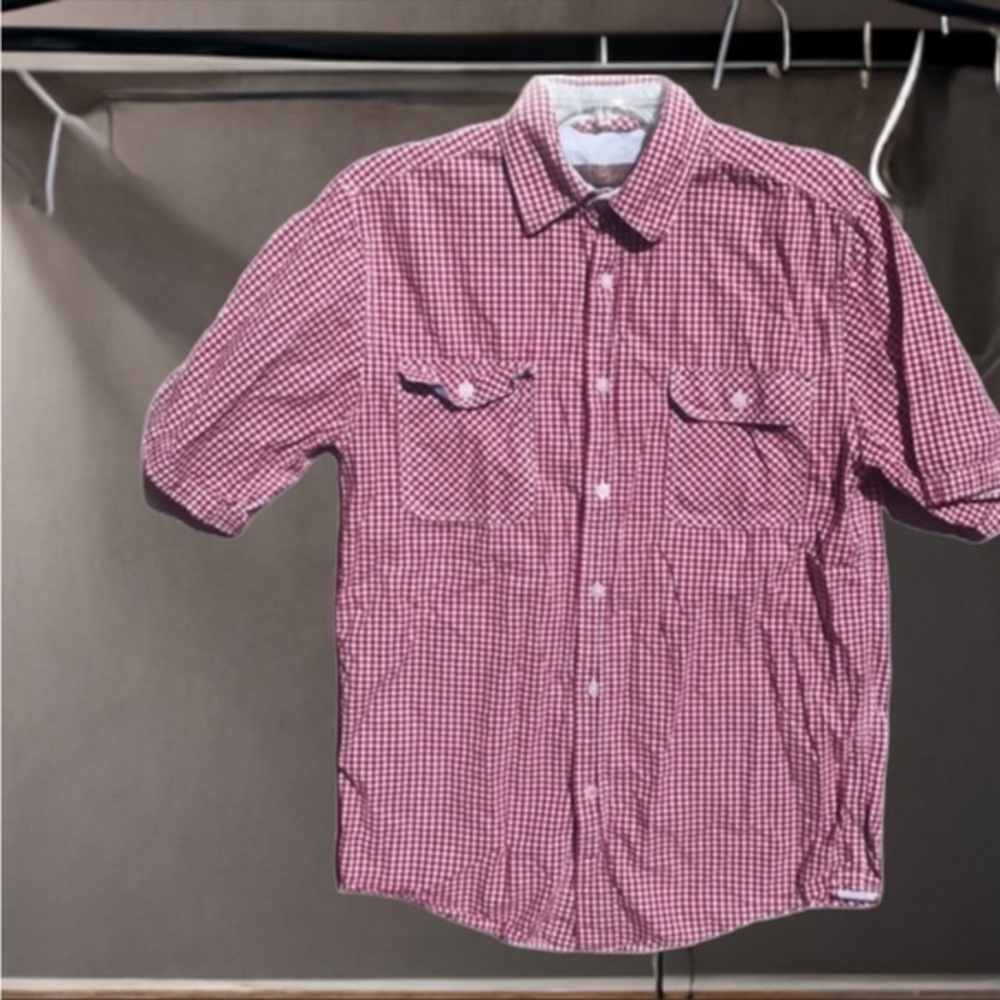 Pronto Uomo Blue Red Gingham Short Sleeve Cotton Shirt